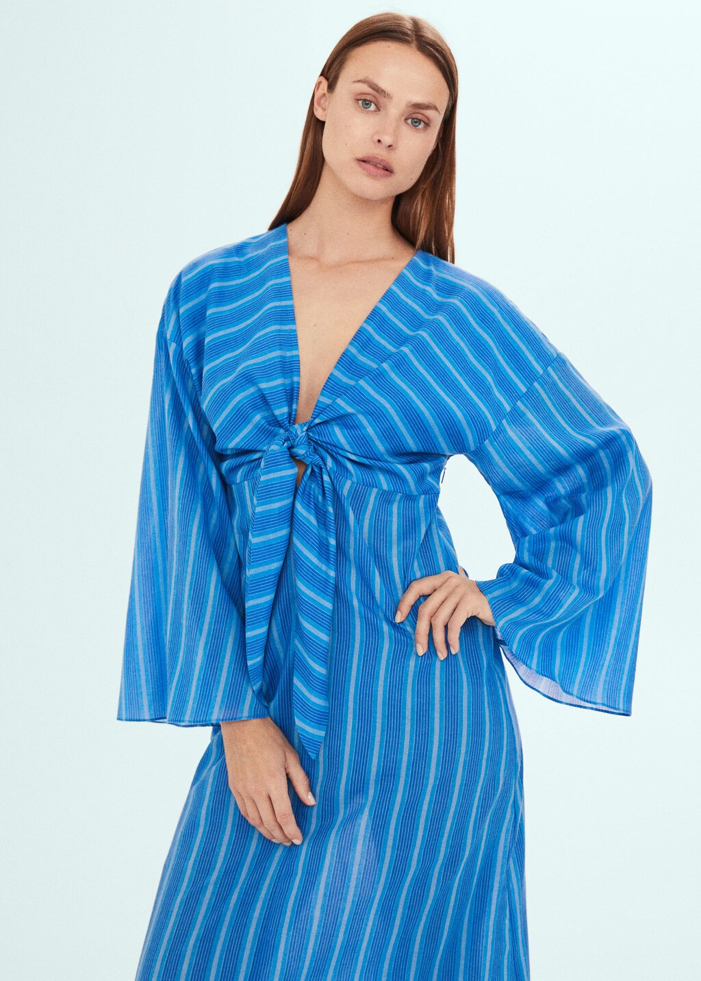 Mango blue top striped dress