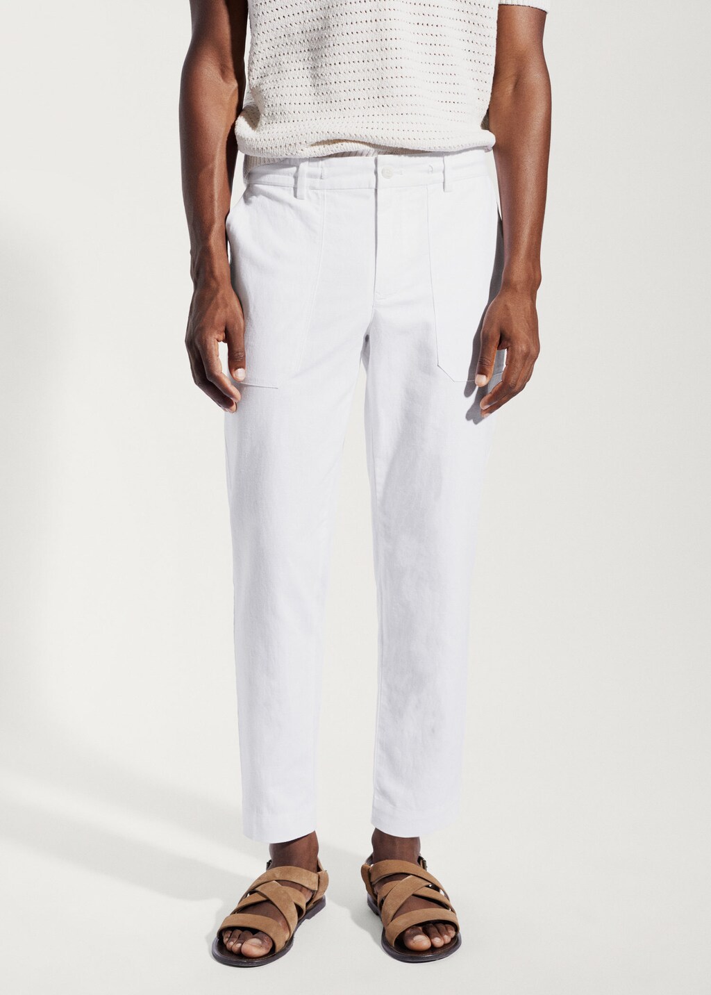 Mens cropped linen trousers store