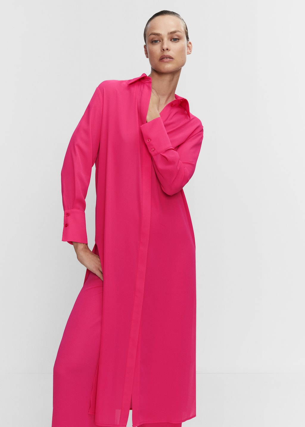 Shirt dress with slits MANGO