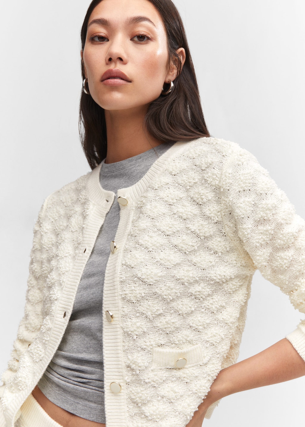 Textured button cardigan