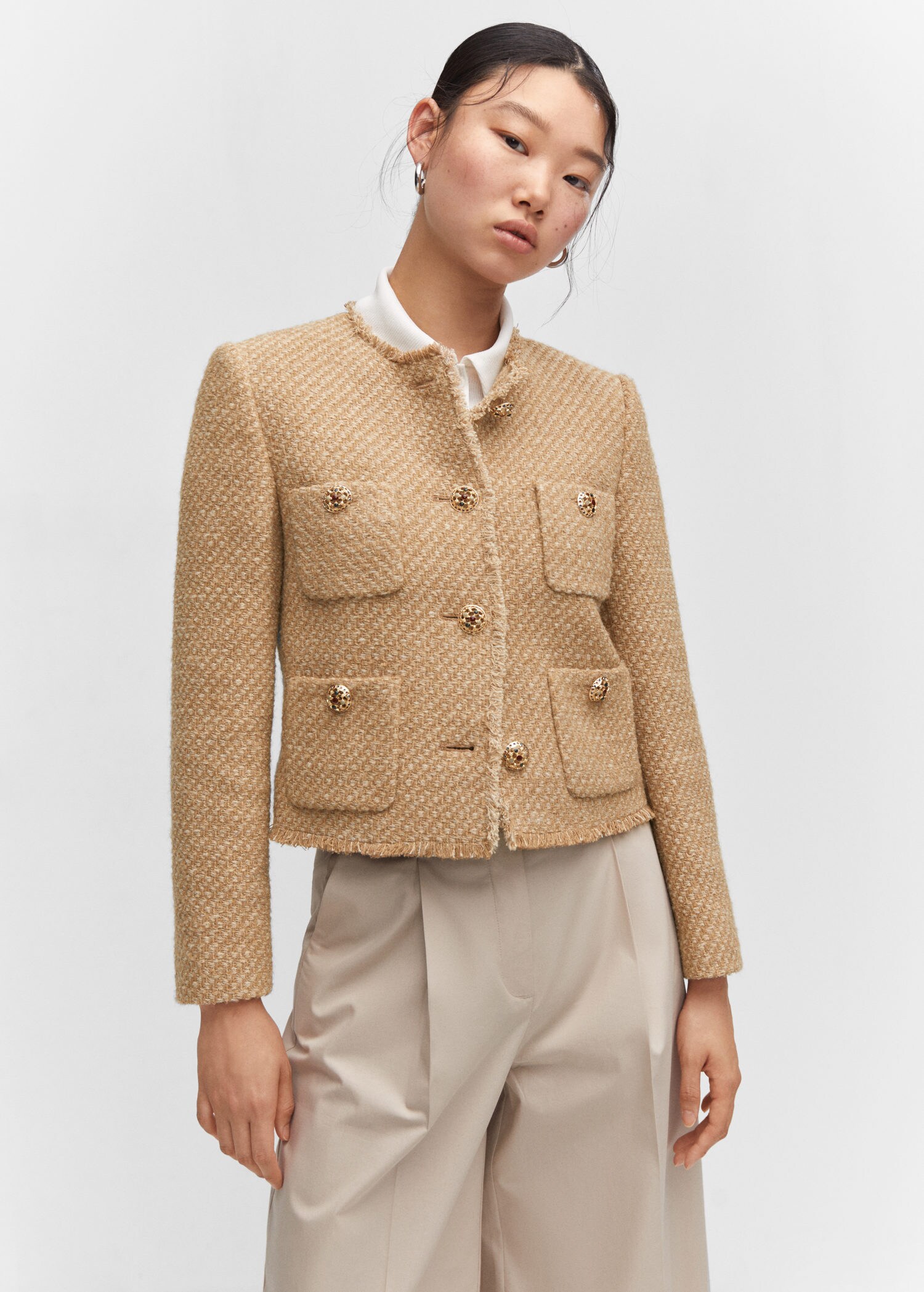 Pocket tweed jacket | MANGO