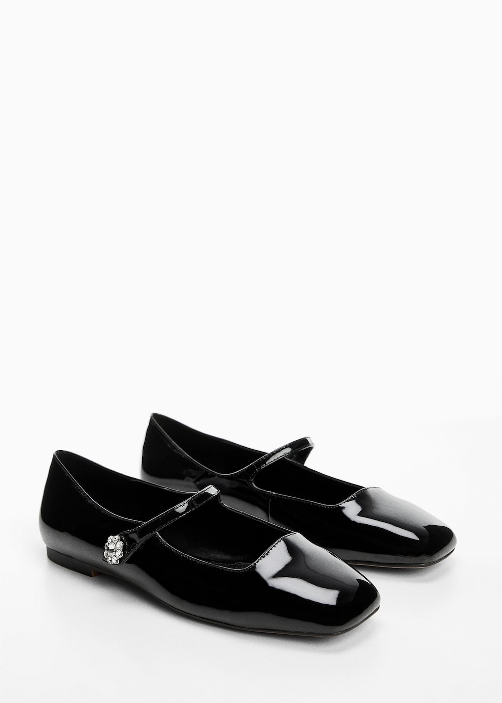 Womens black patent top flat shoes