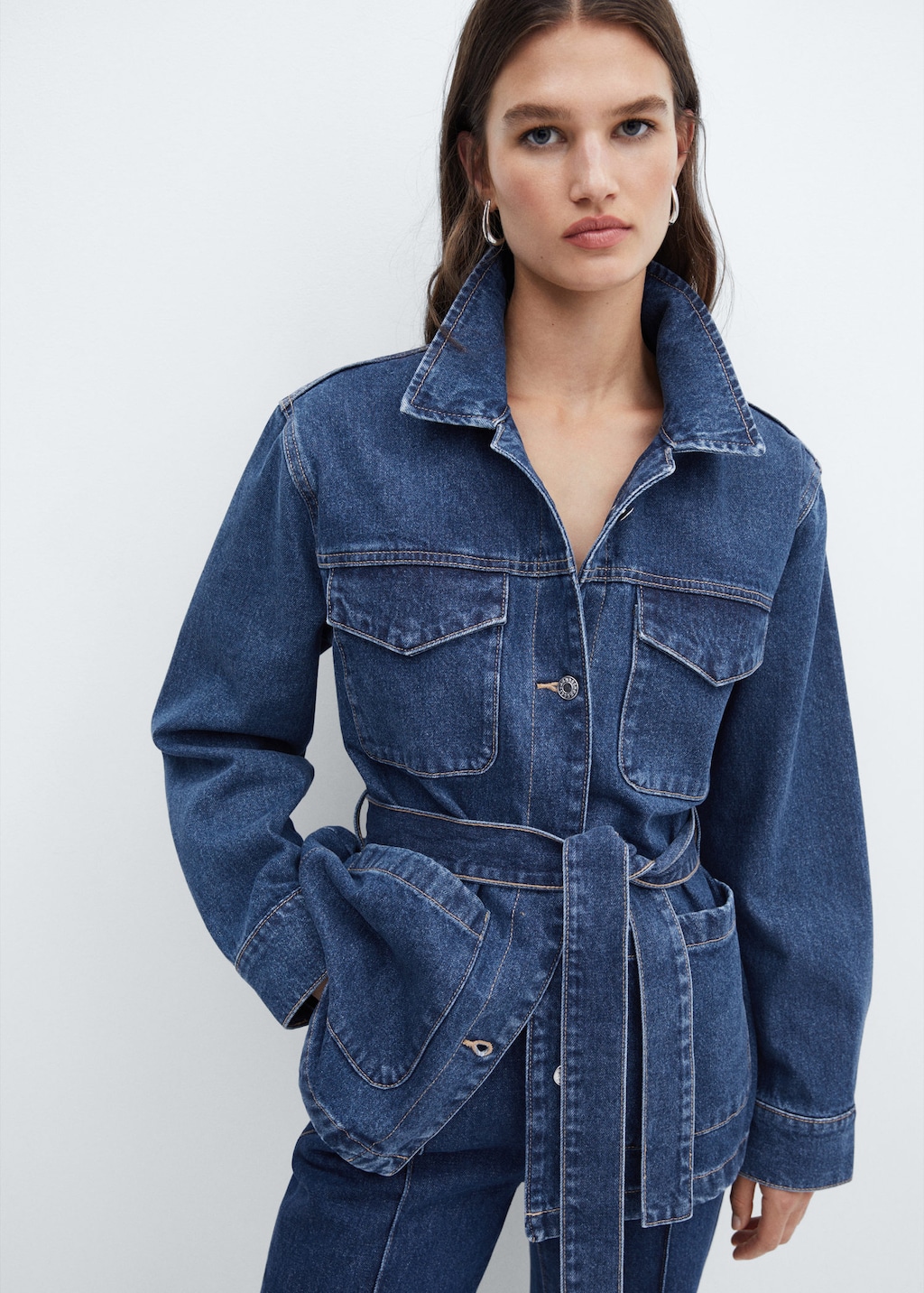 Denim jacket with belt | MANGO