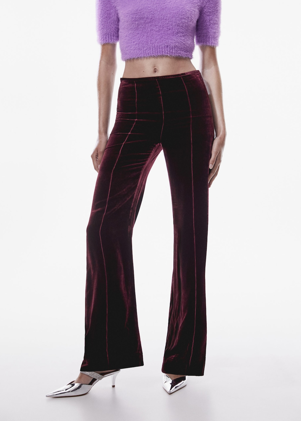 Flared velvet trousers