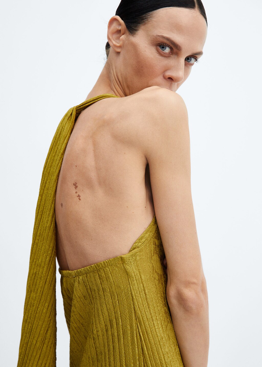 Mango yellow pleated clearance dress