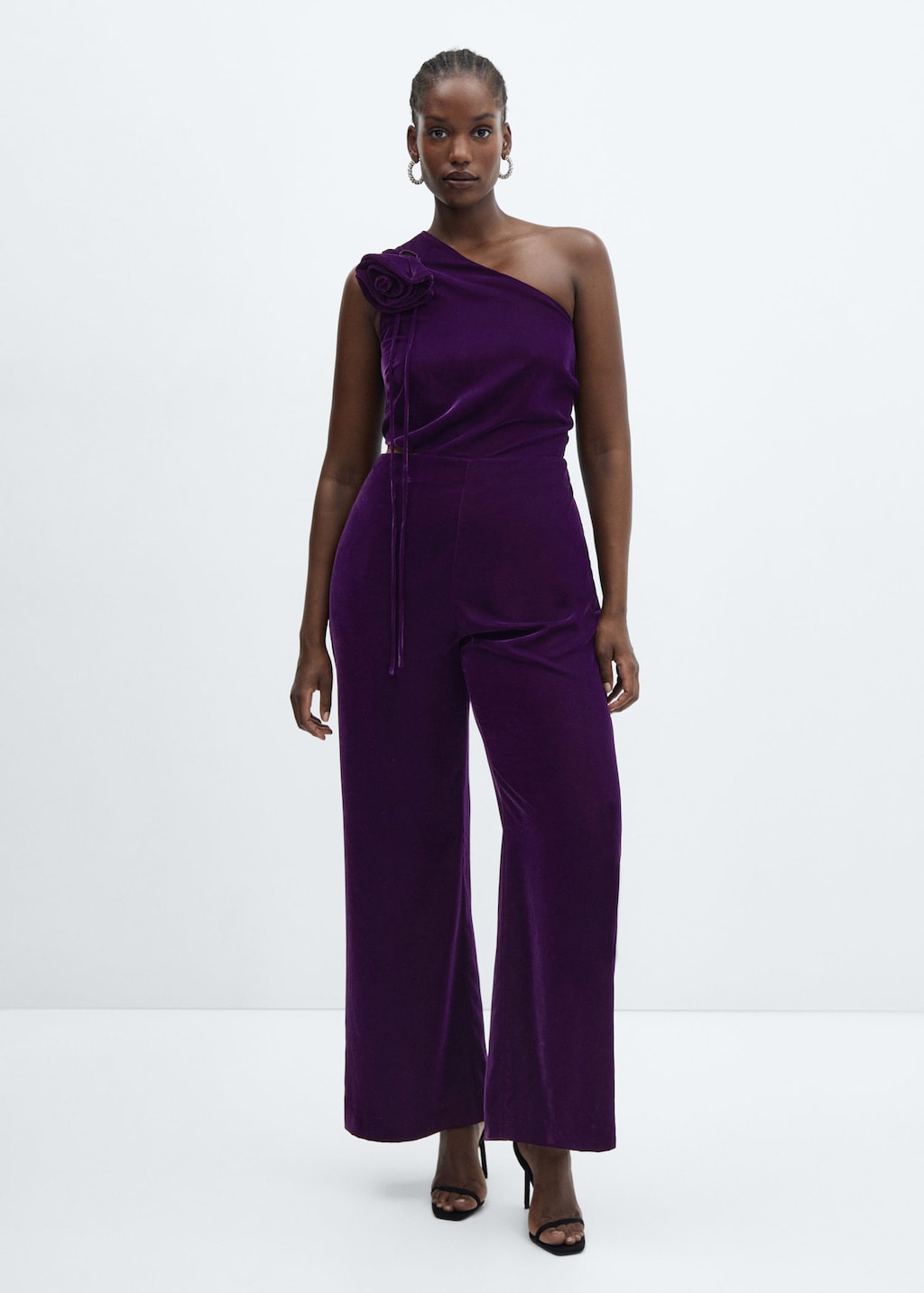 Maxi-flower velvet jumpsuit | MANGO