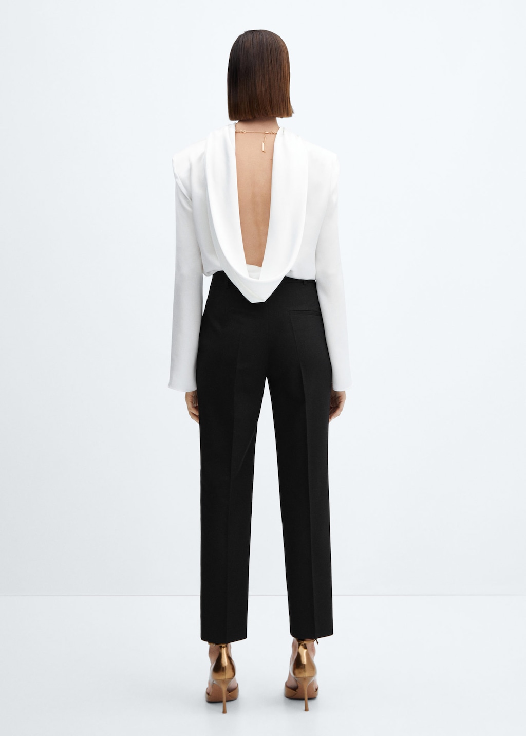 Mango padded online shoulder top