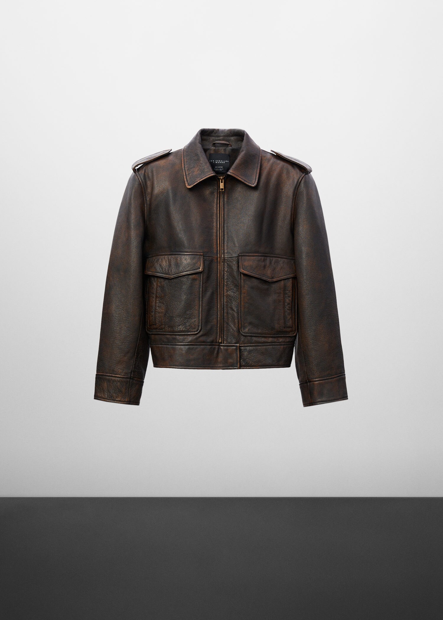 Pocket leather jacket | MANGO