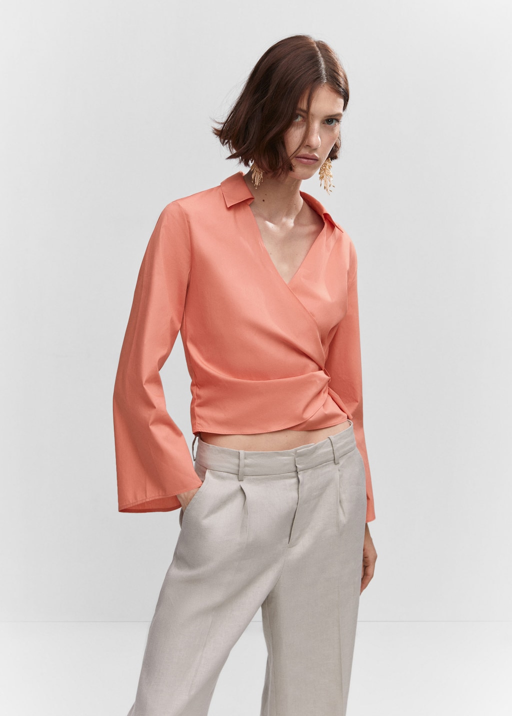 Flowy wrap sales top