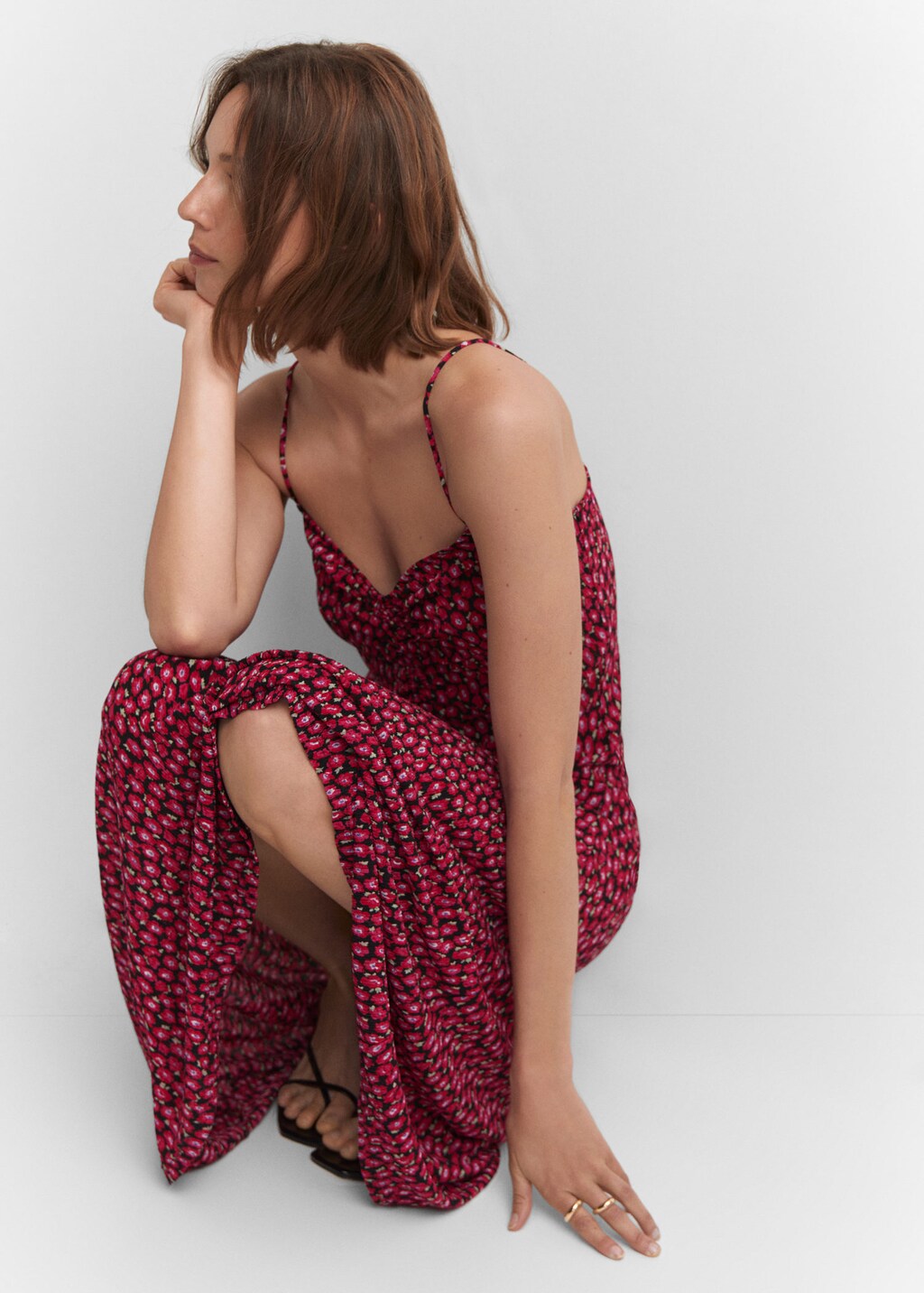 Mango ruched detail clearance dress