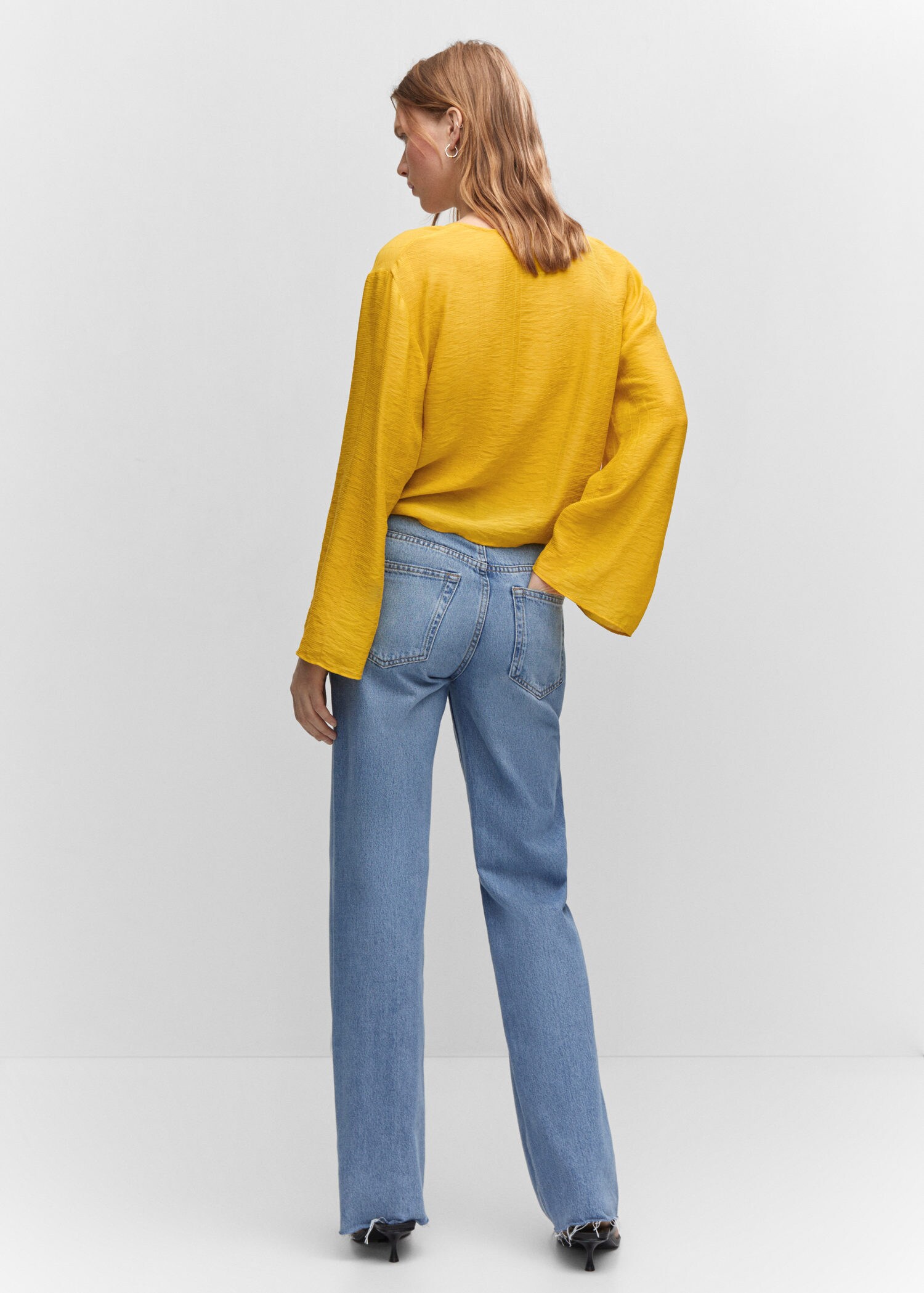 yellow bell sleeve blouse