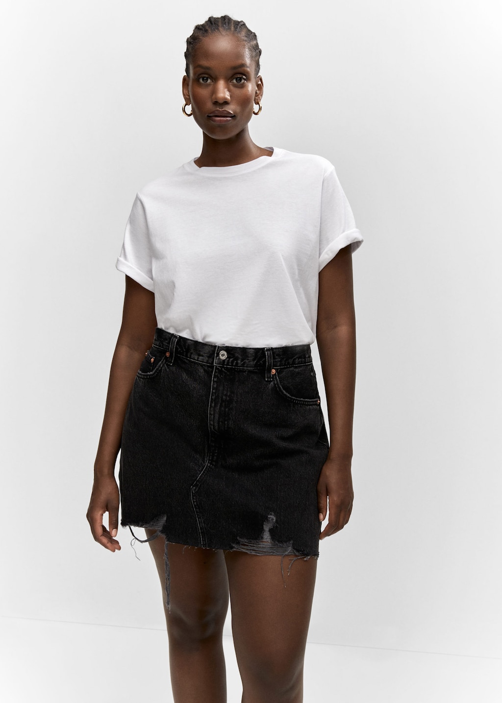 Black jean top skirt mini