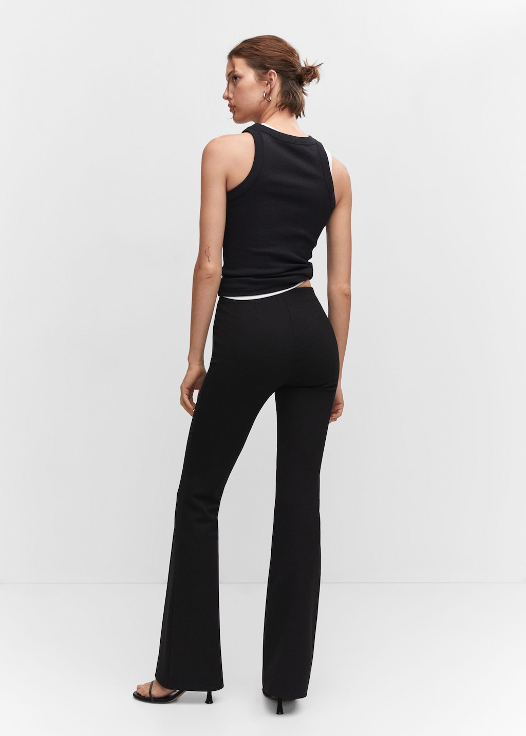 Mango flared leggings in black