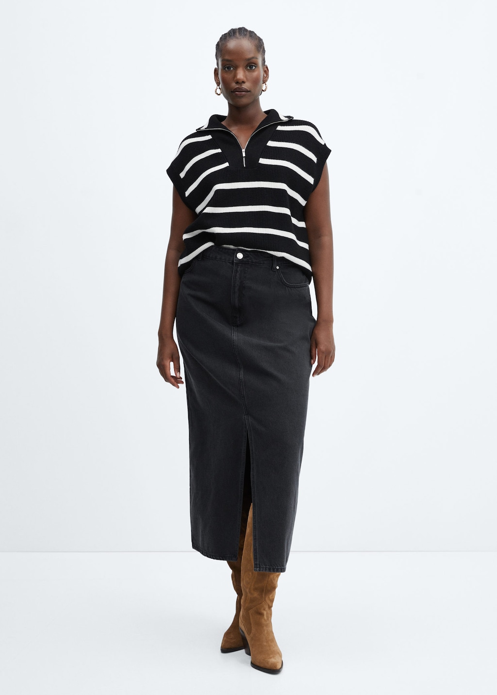Slit denim skirt MANGO