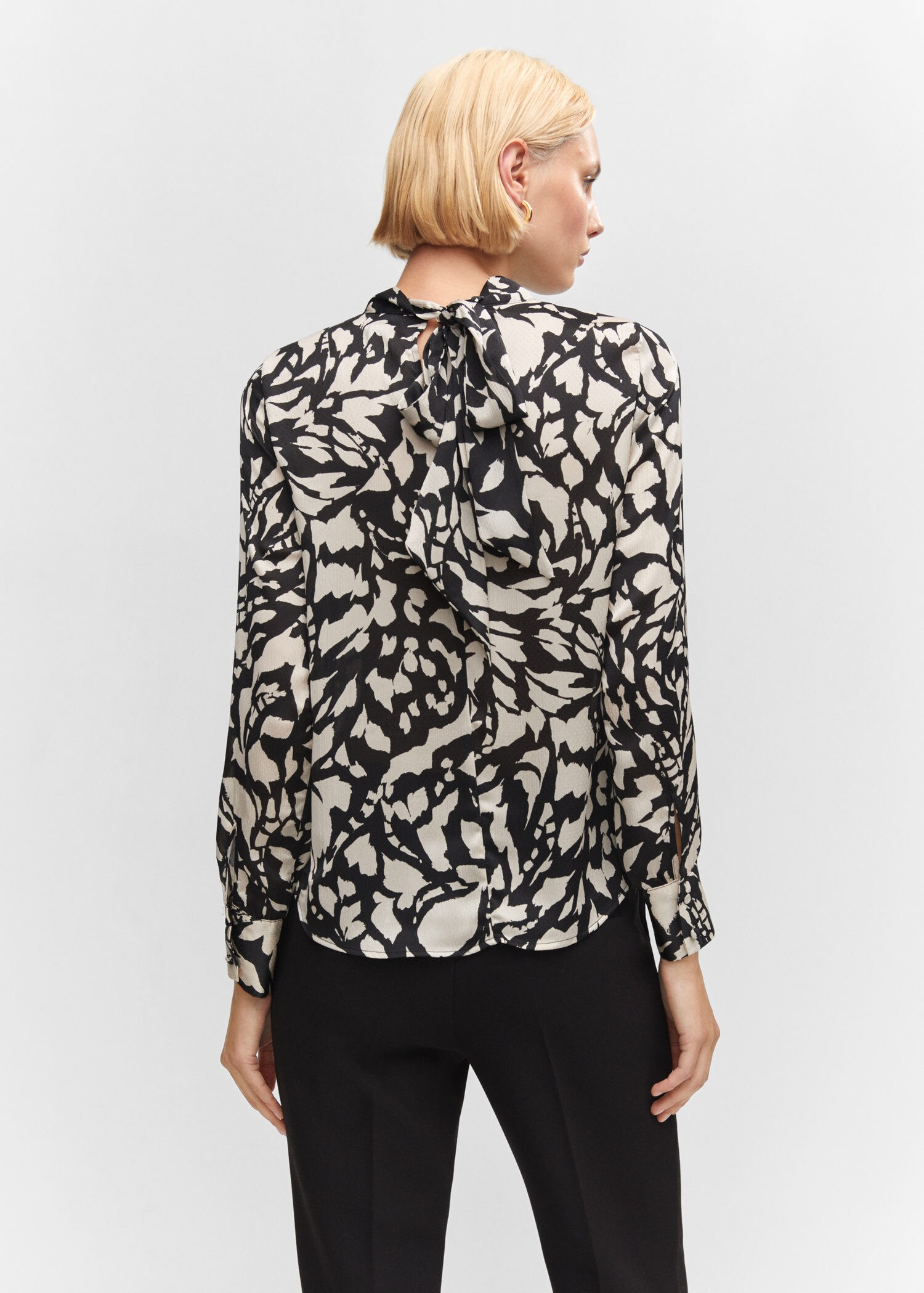 animal print blouse with bow