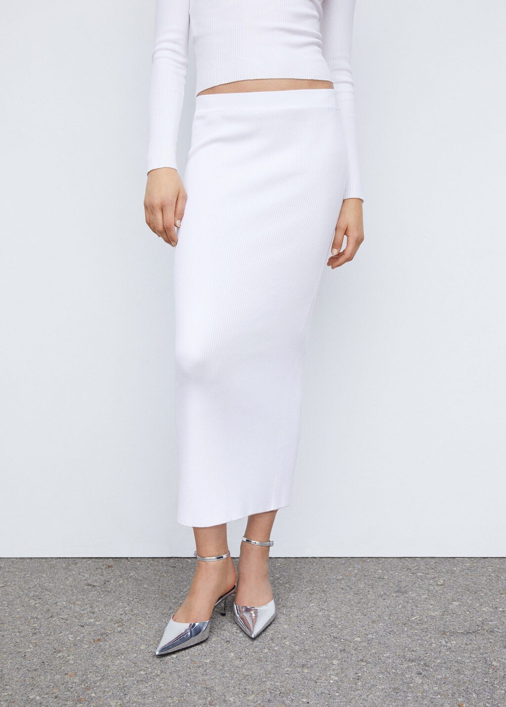 Mango grey pencil skirt cheap