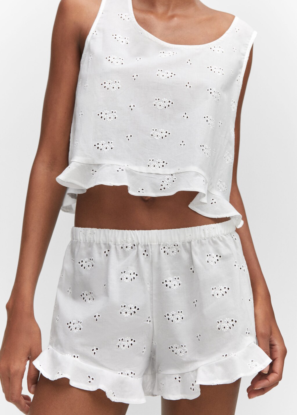 Pyjama shorts with openwork detail