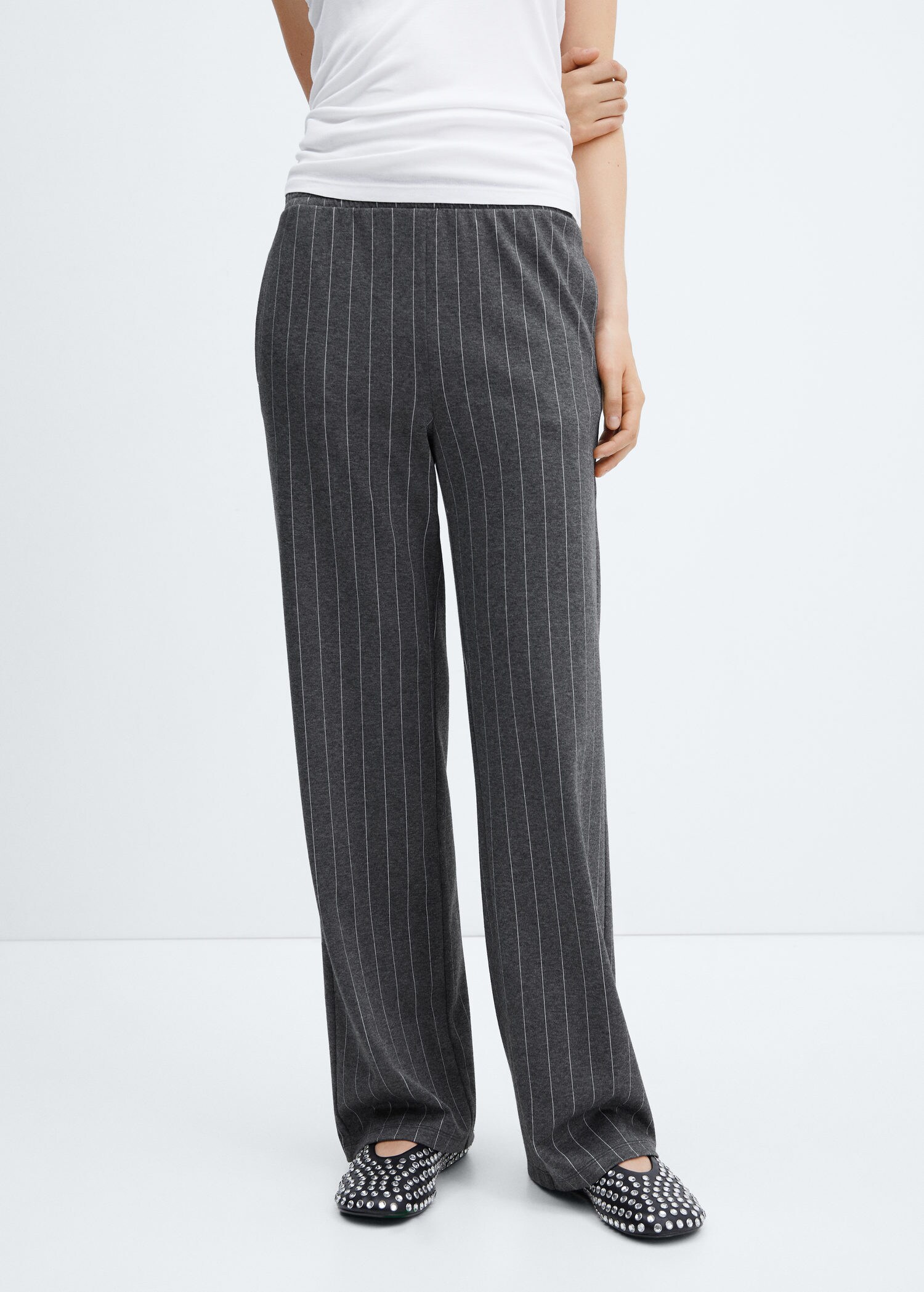 Pinstripe knitted trousers