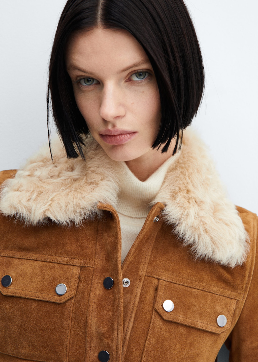 Fur collar shop suede jacket