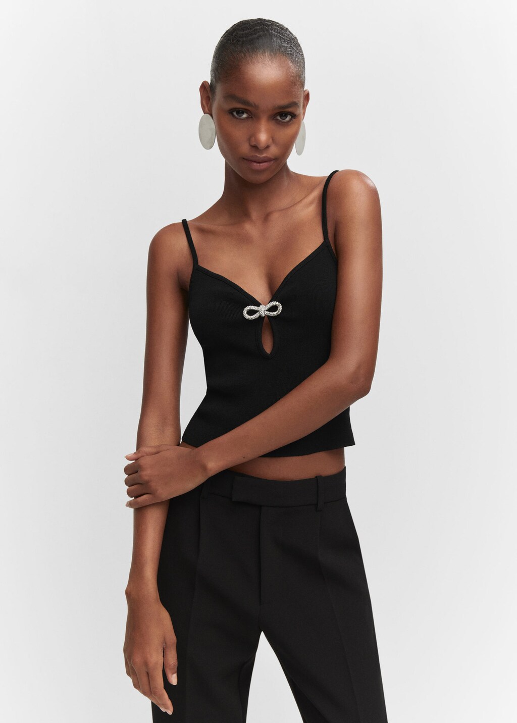 Black fine knit best sale top