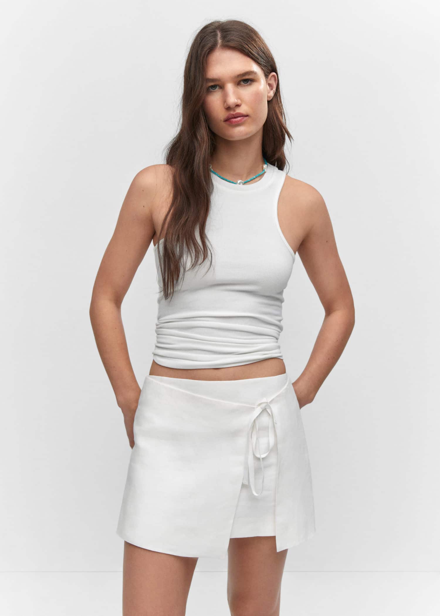 Linen-blend wrap skirt | MANGO
