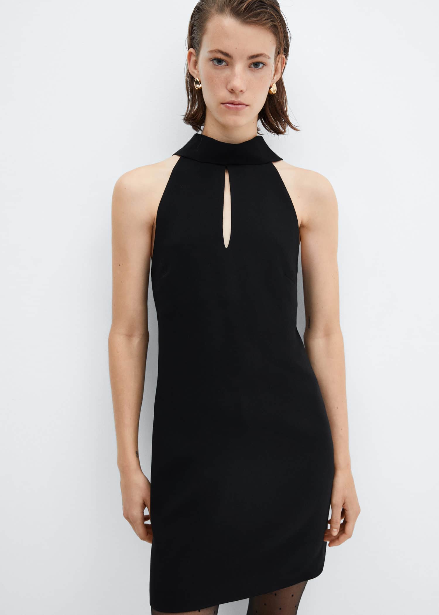 Halter-neck dress with bow