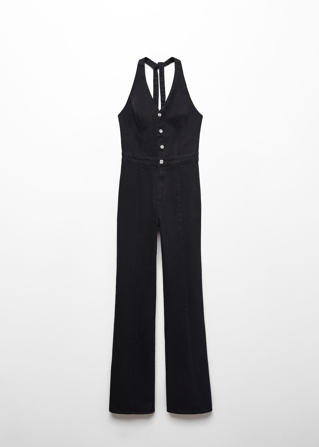 Halter neck denim deals jumpsuit