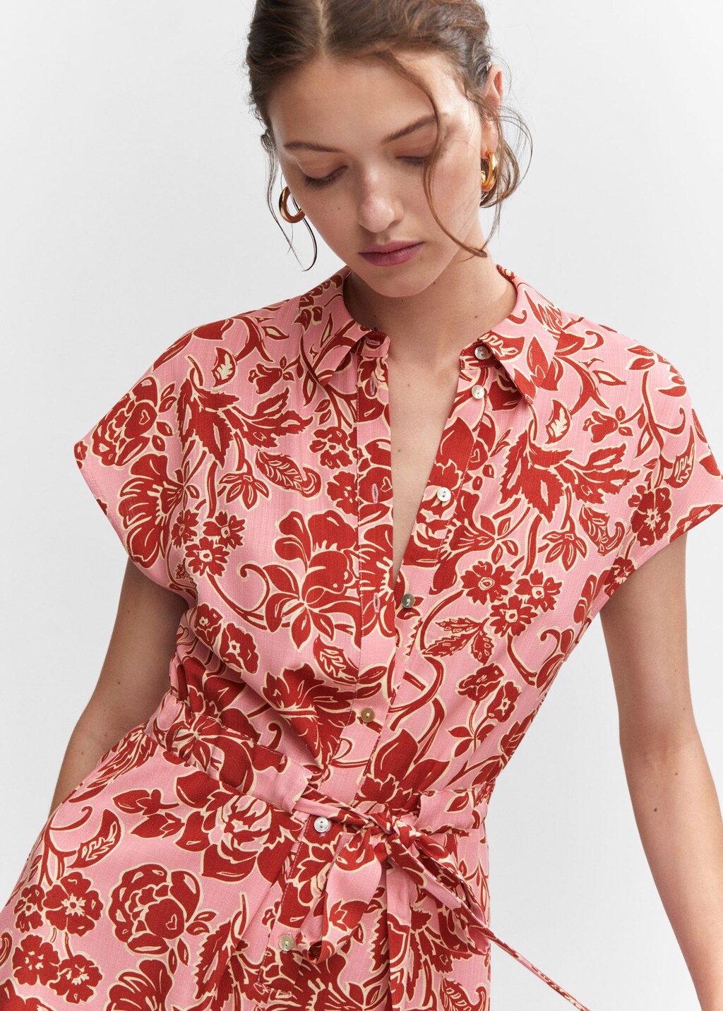 Floral print jumpsuit with tie MANGO