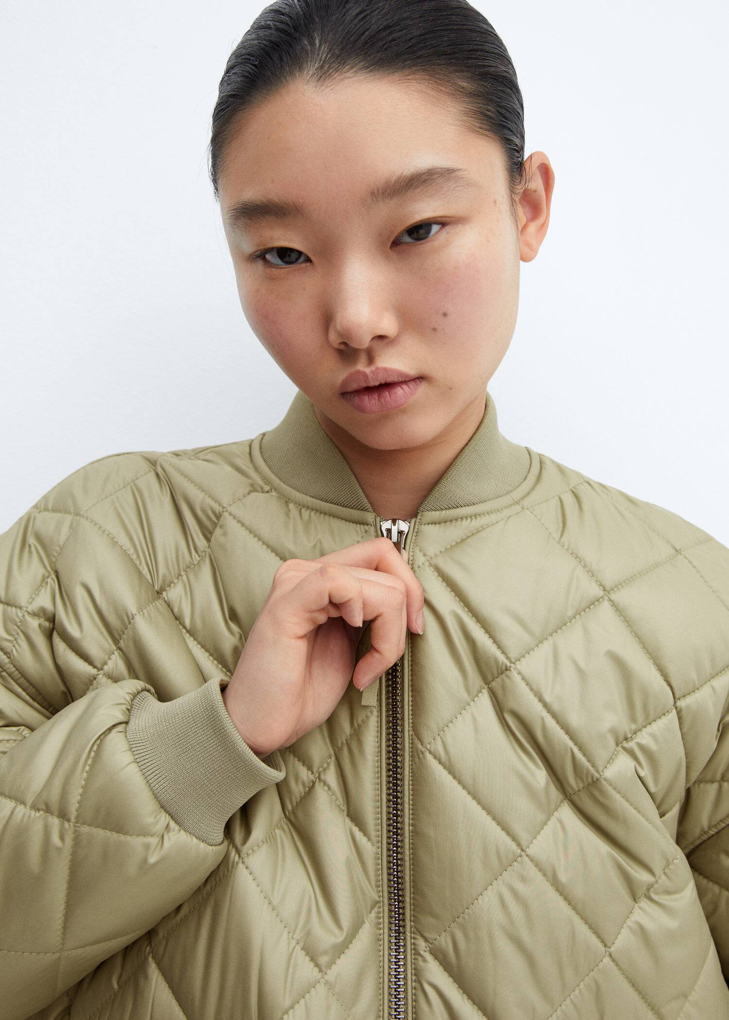 Waterproof quilted bomber jacket