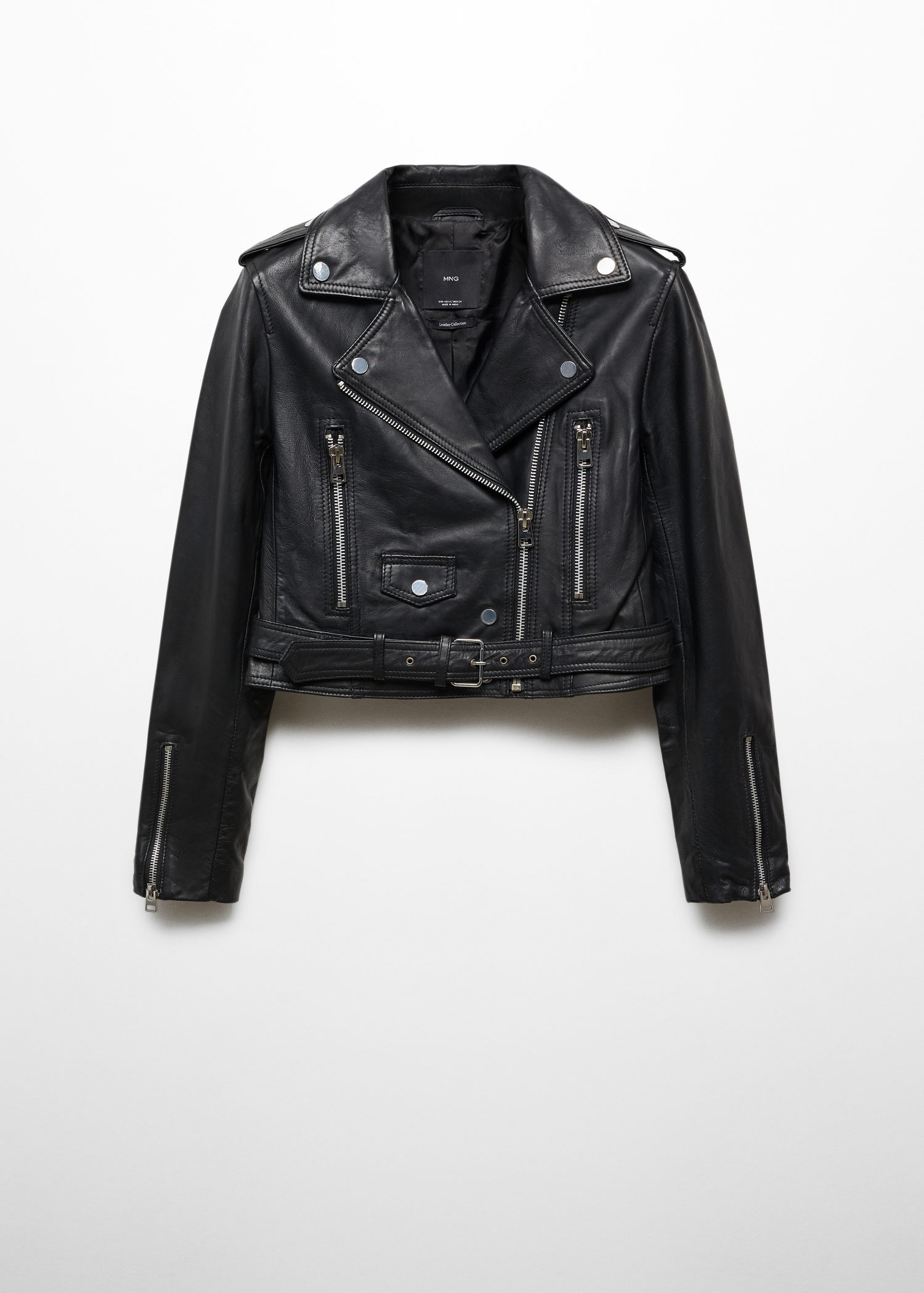 Zipper leather biker jacket | MANGO