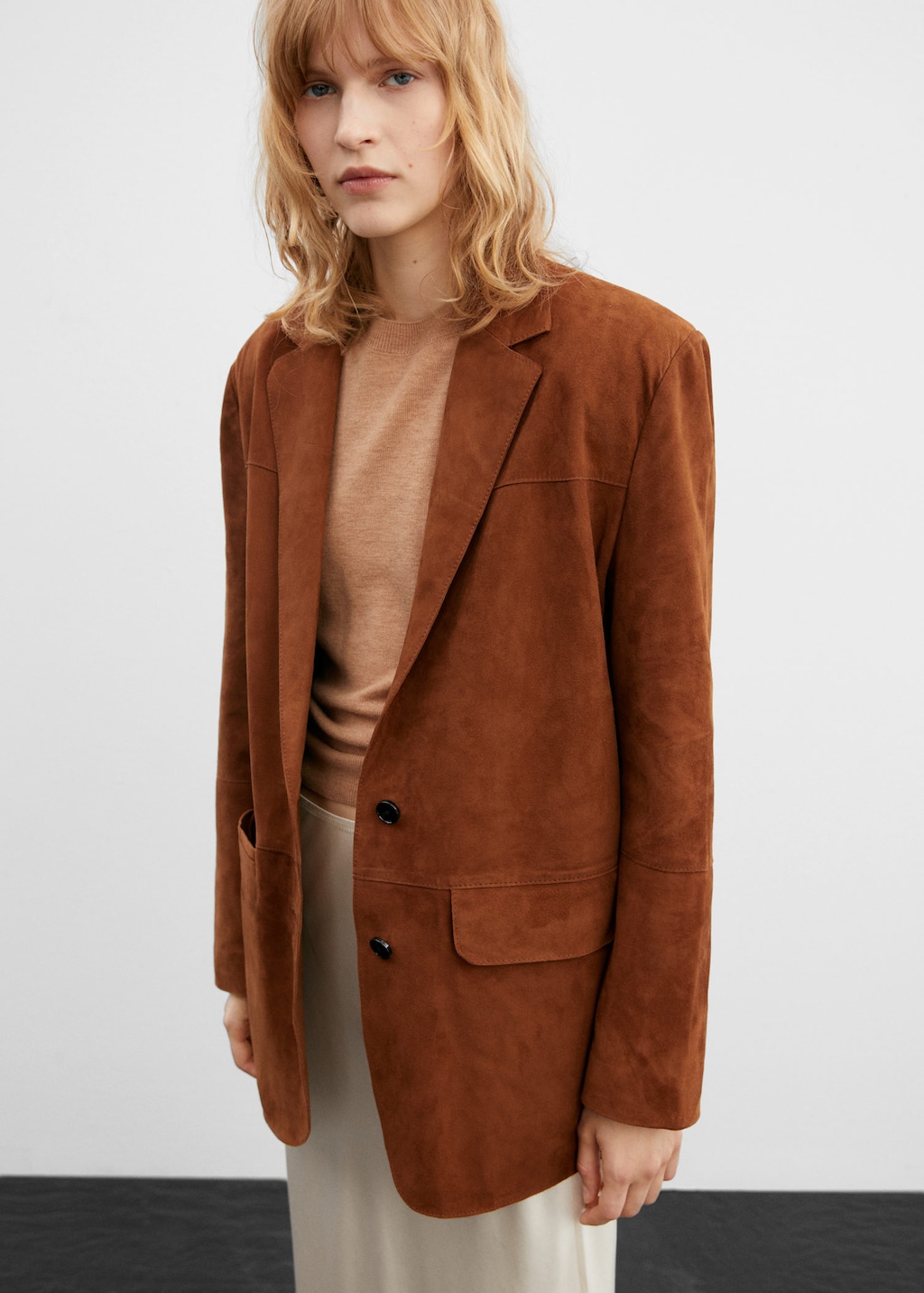 Oversized suede jacket | MANGO