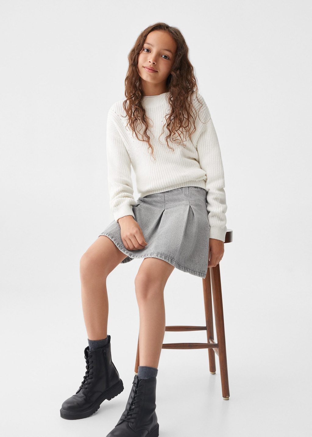 Pleated denim hotsell skirt youth