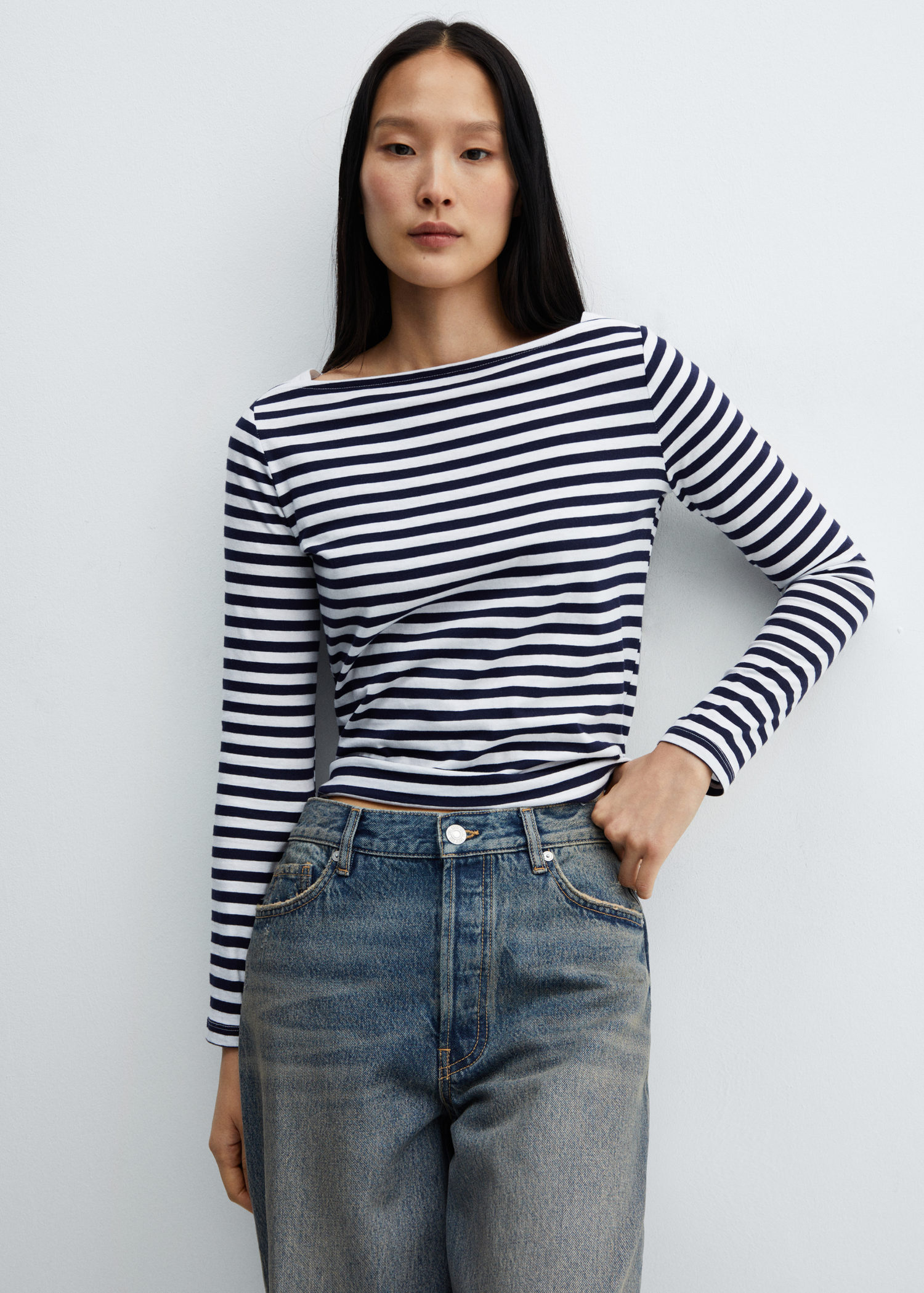 boat neck cotton t shirt