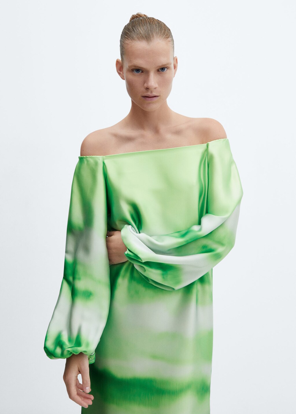 Straight off shoulder clearance gown
