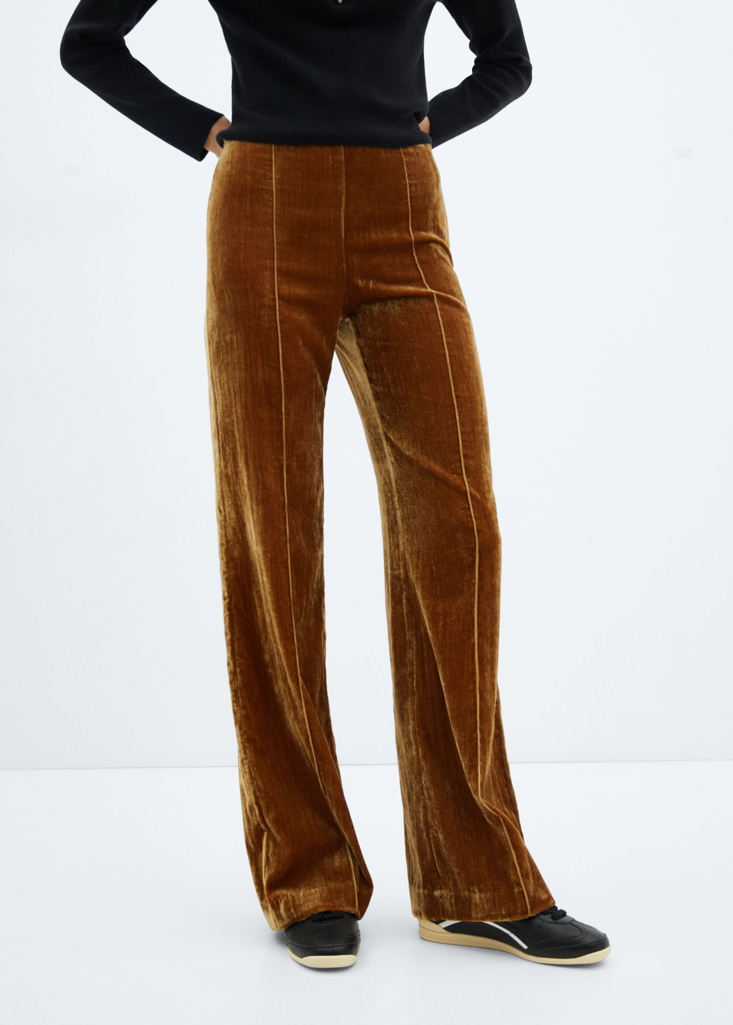 Black Pleated wide-leg velvet trousers | Saint Laurent | MATCHES UK