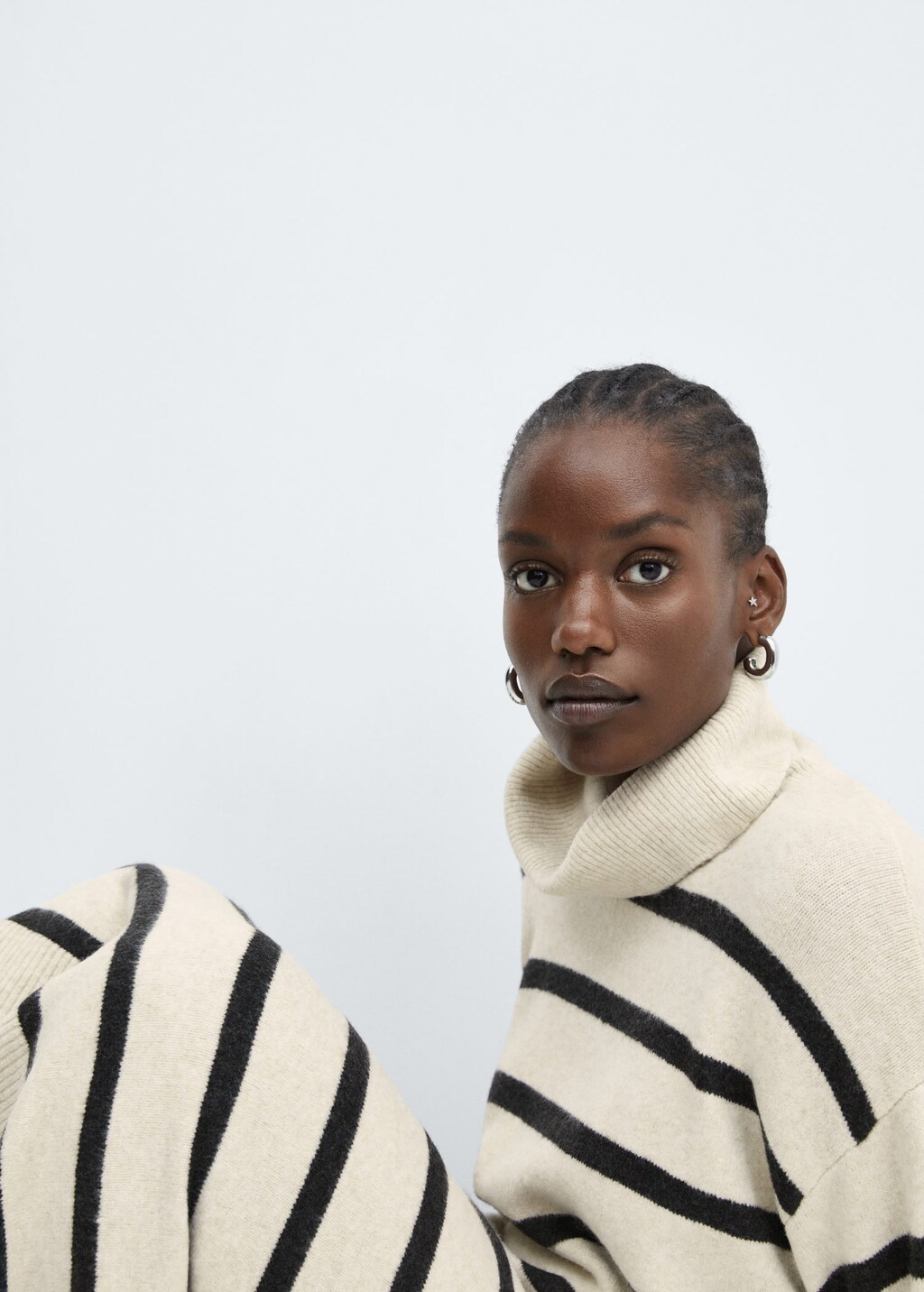 Black and white striped turtleneck best sale dress
