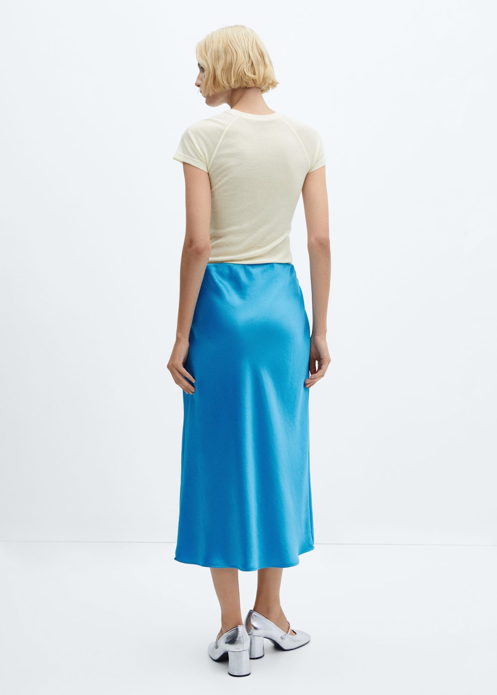 Mango satin wrap front midi cheap skirt in camel
