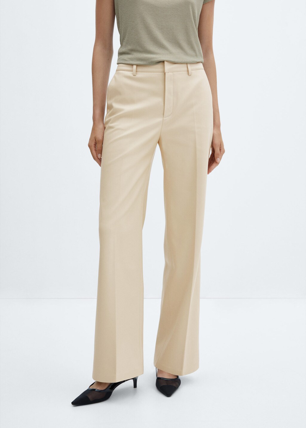 Wide leg faux leather trousers MANGO