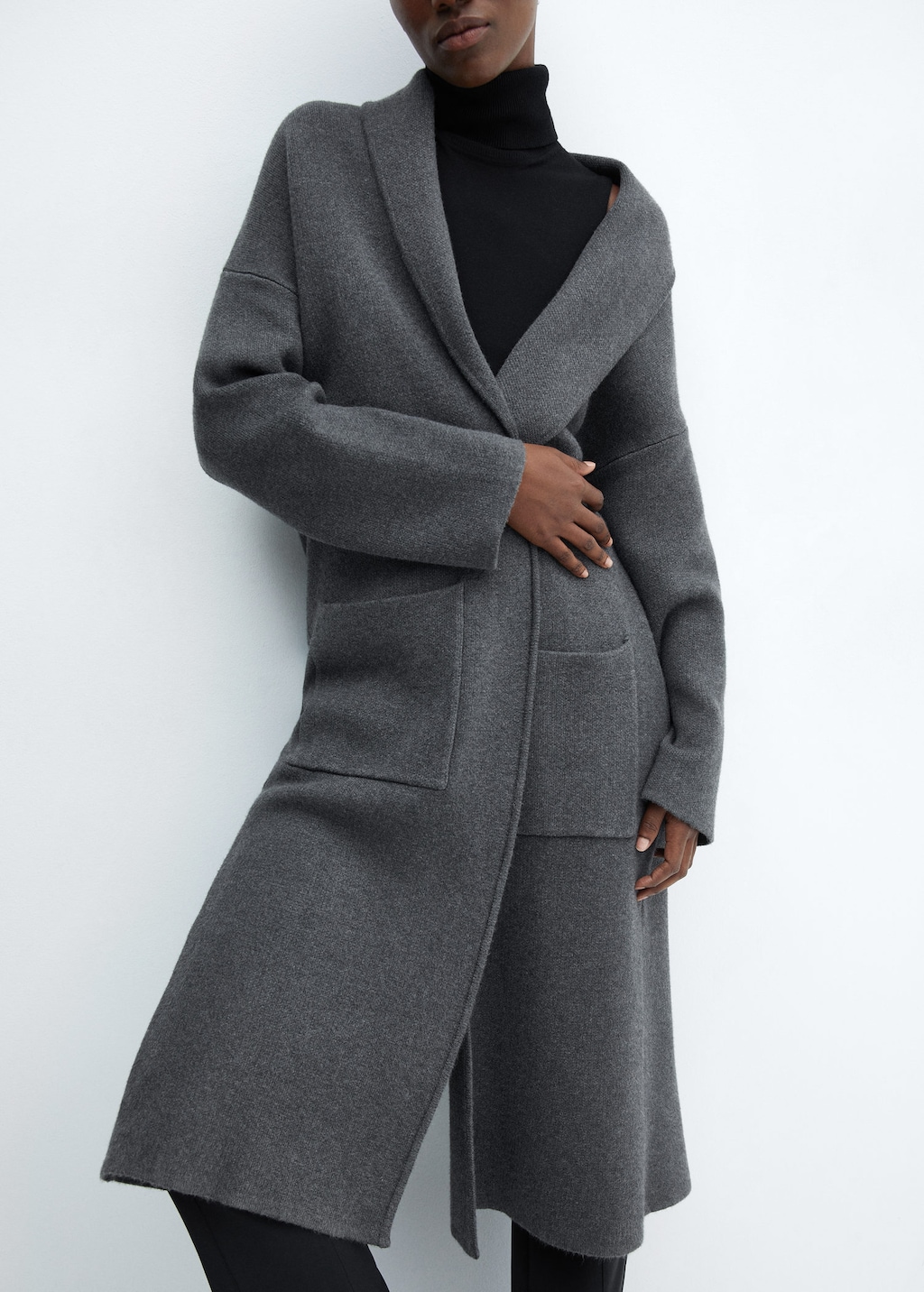 Knitted coat store with hood
