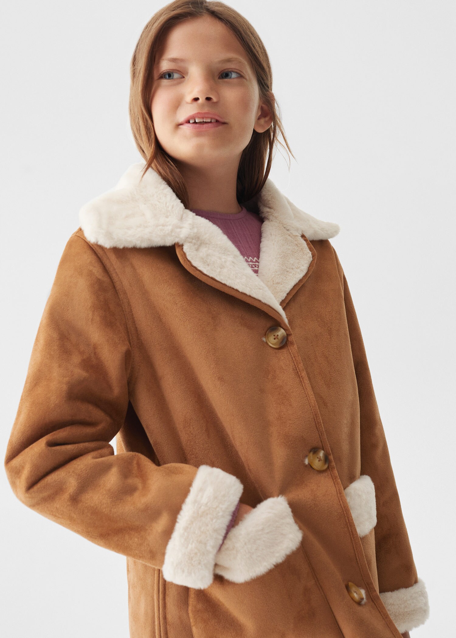 Faux shearling-lined coat