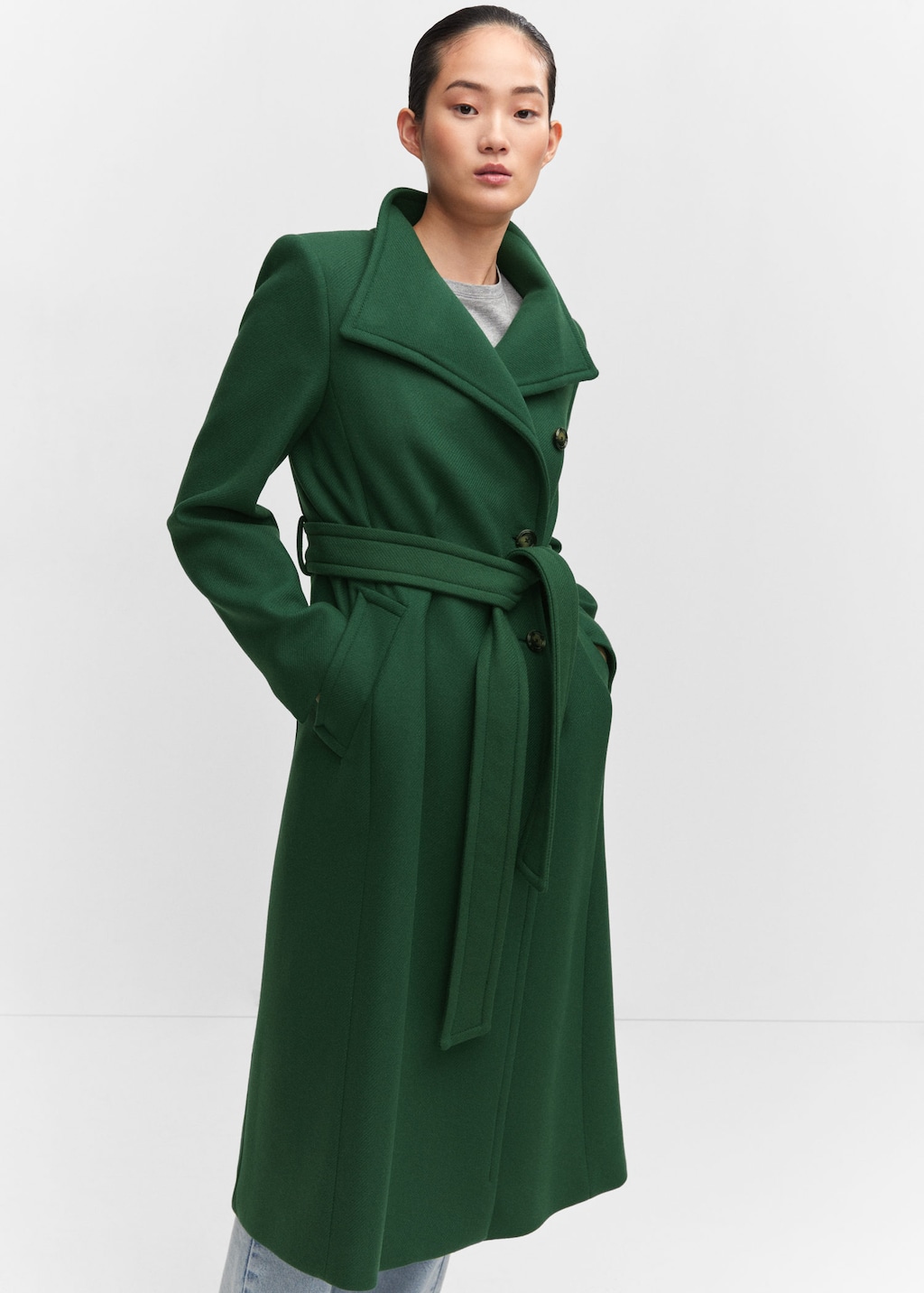 Belted Manteco wool coat | MANGO