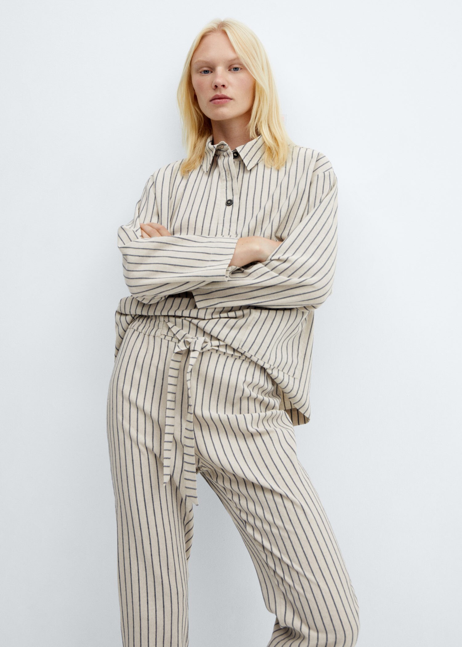 Wide Leg Elastic Waist Striped Pajama Pants