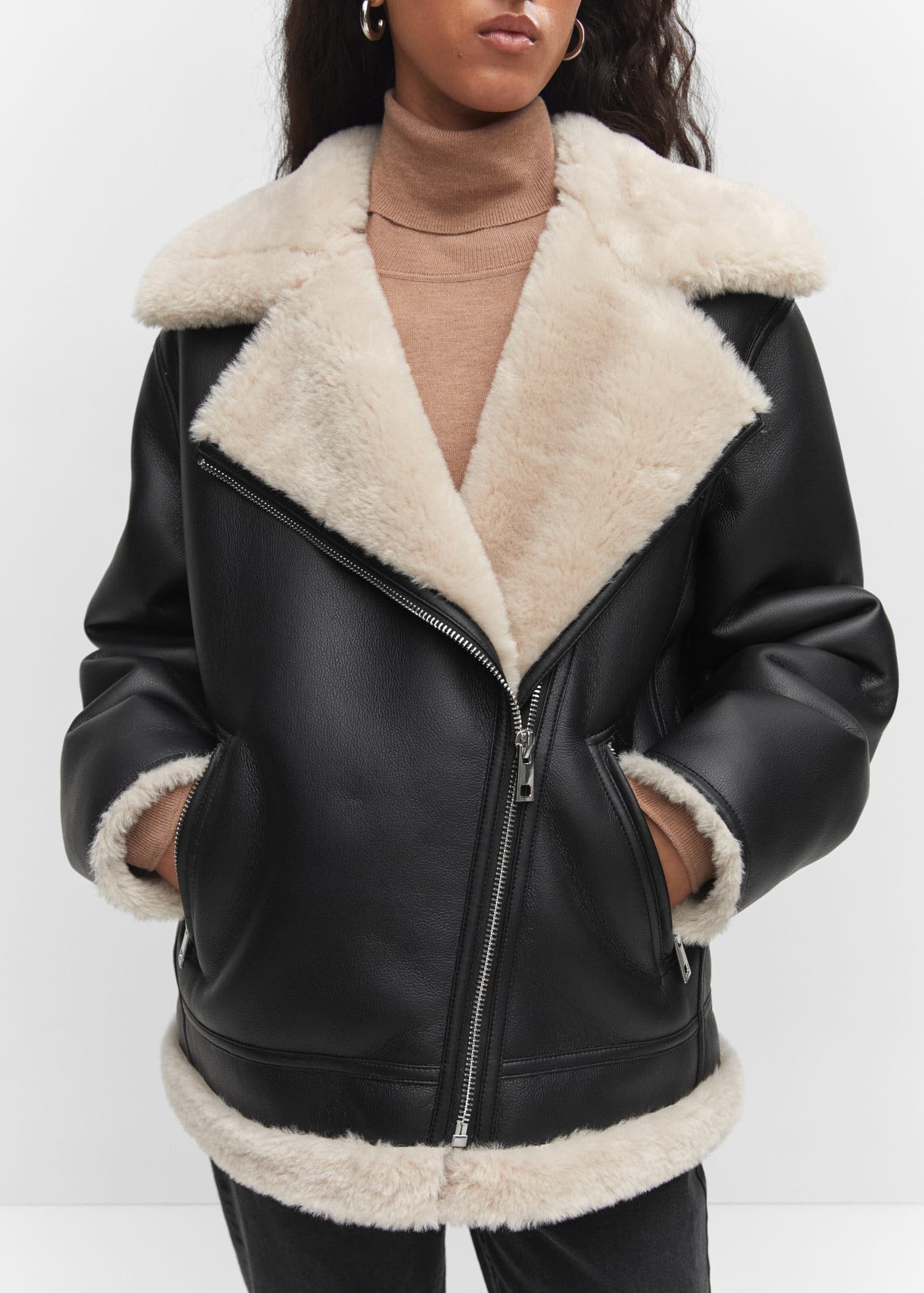 Faux shearling-lined jacket - Woman