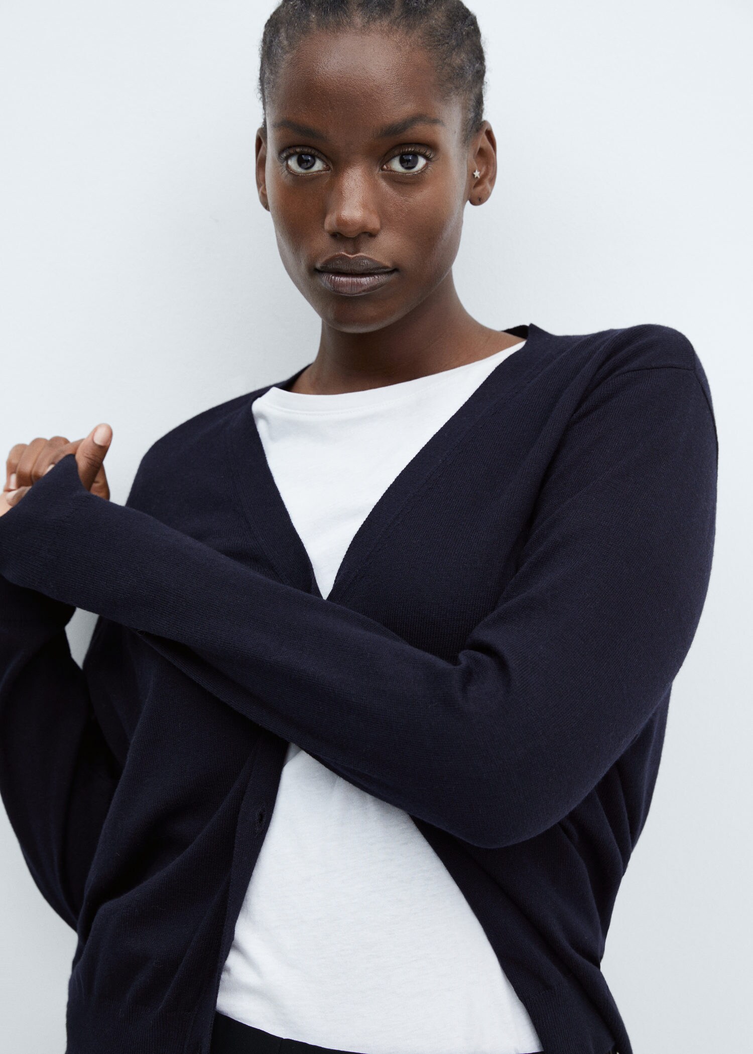 black v neck cardigan women's