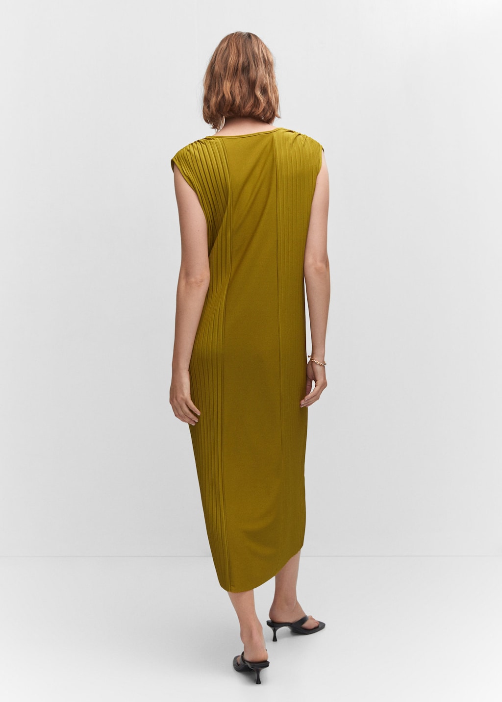 Mango yellow hotsell pleated dress