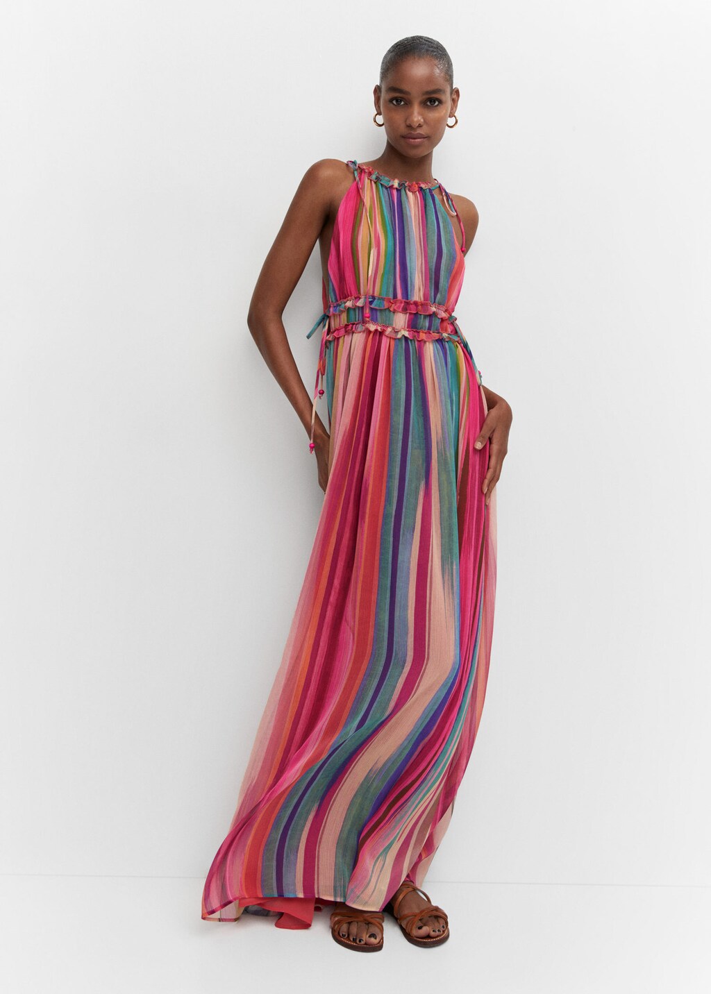 Pink striped maxi dress Outlet