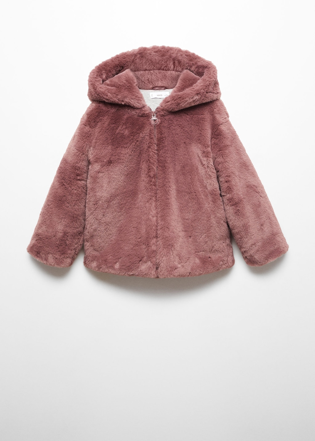Furry hooded top parka mango