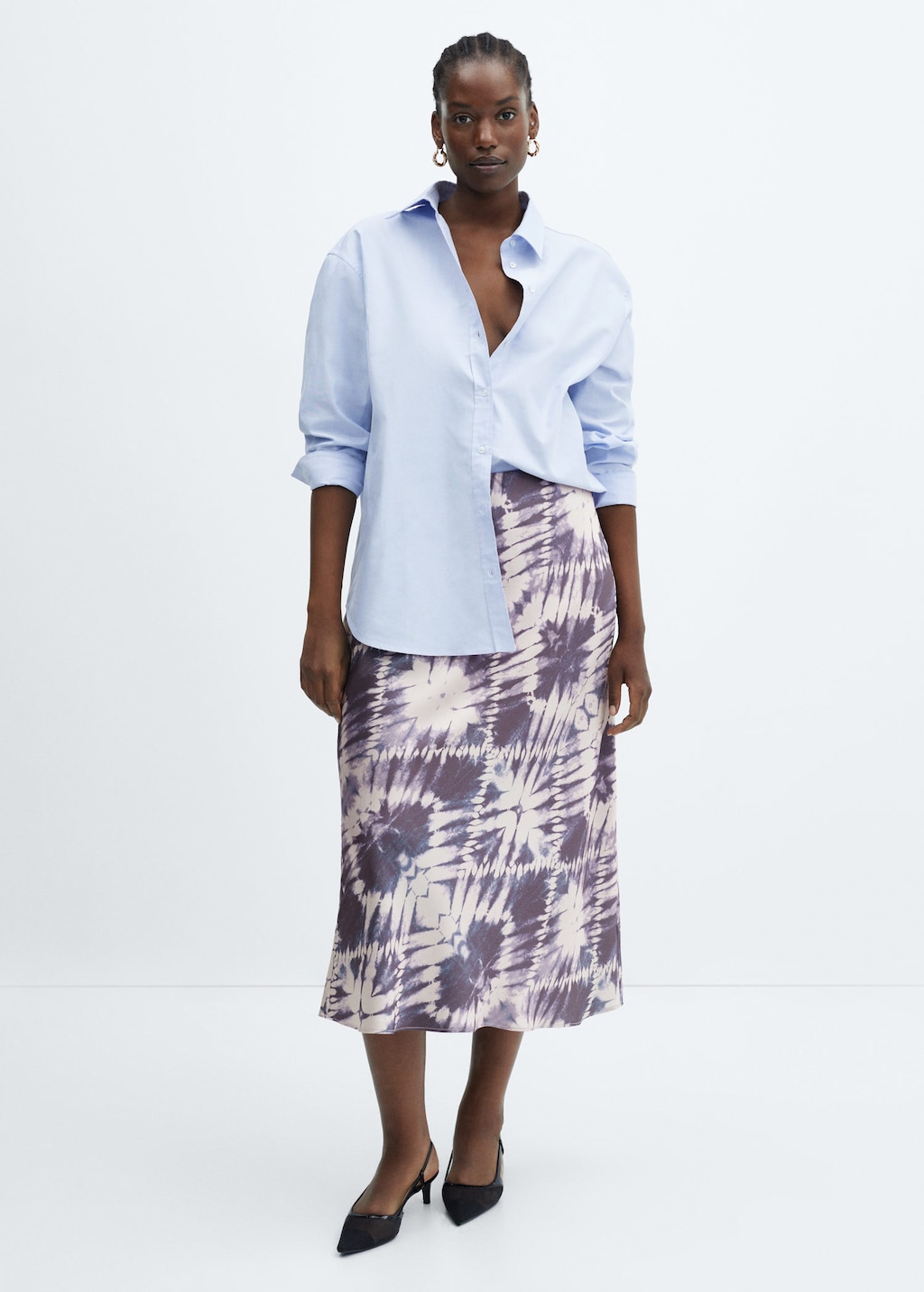 Satin tie dye skirt
