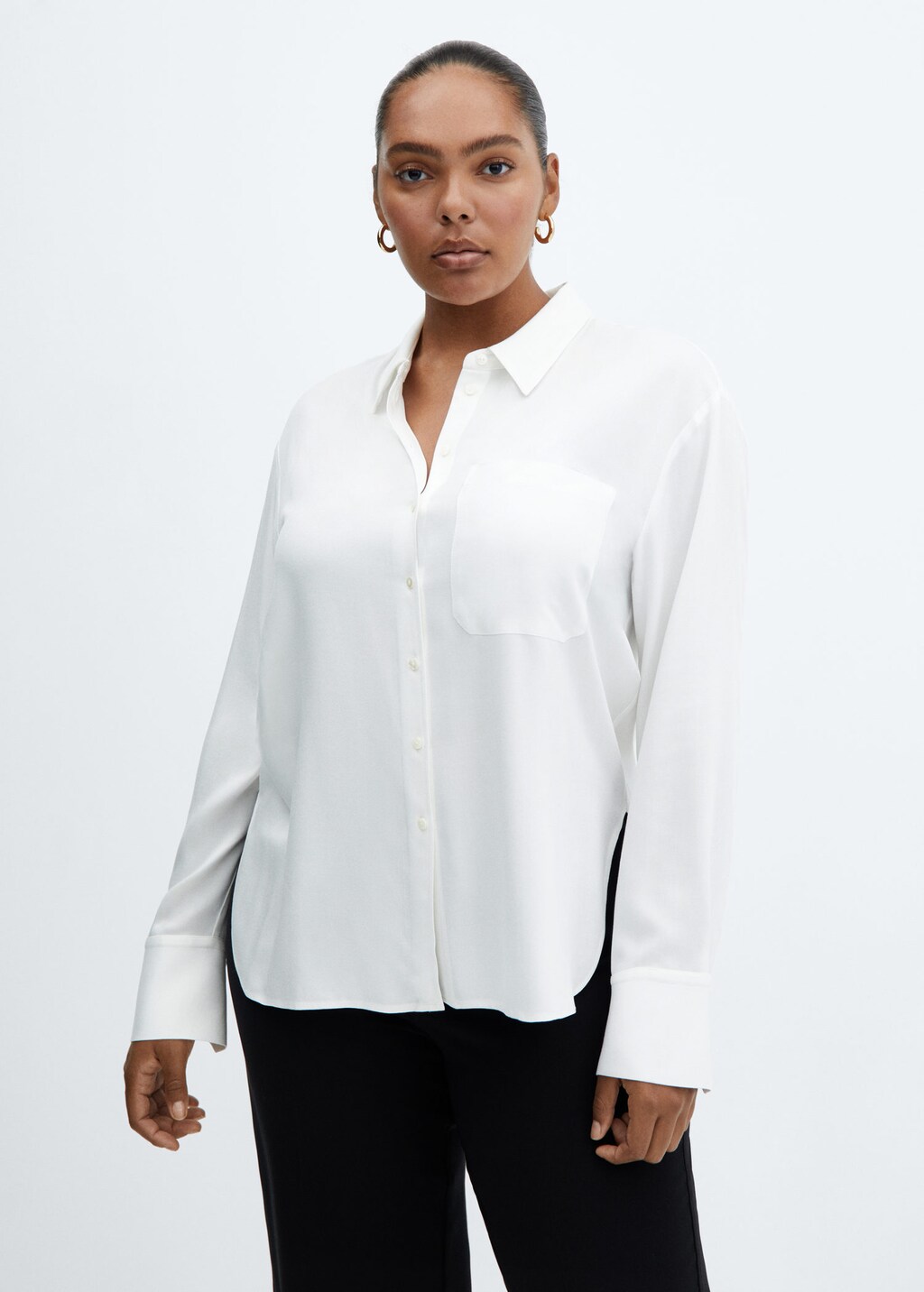 White flowy hot sale shirt plus size