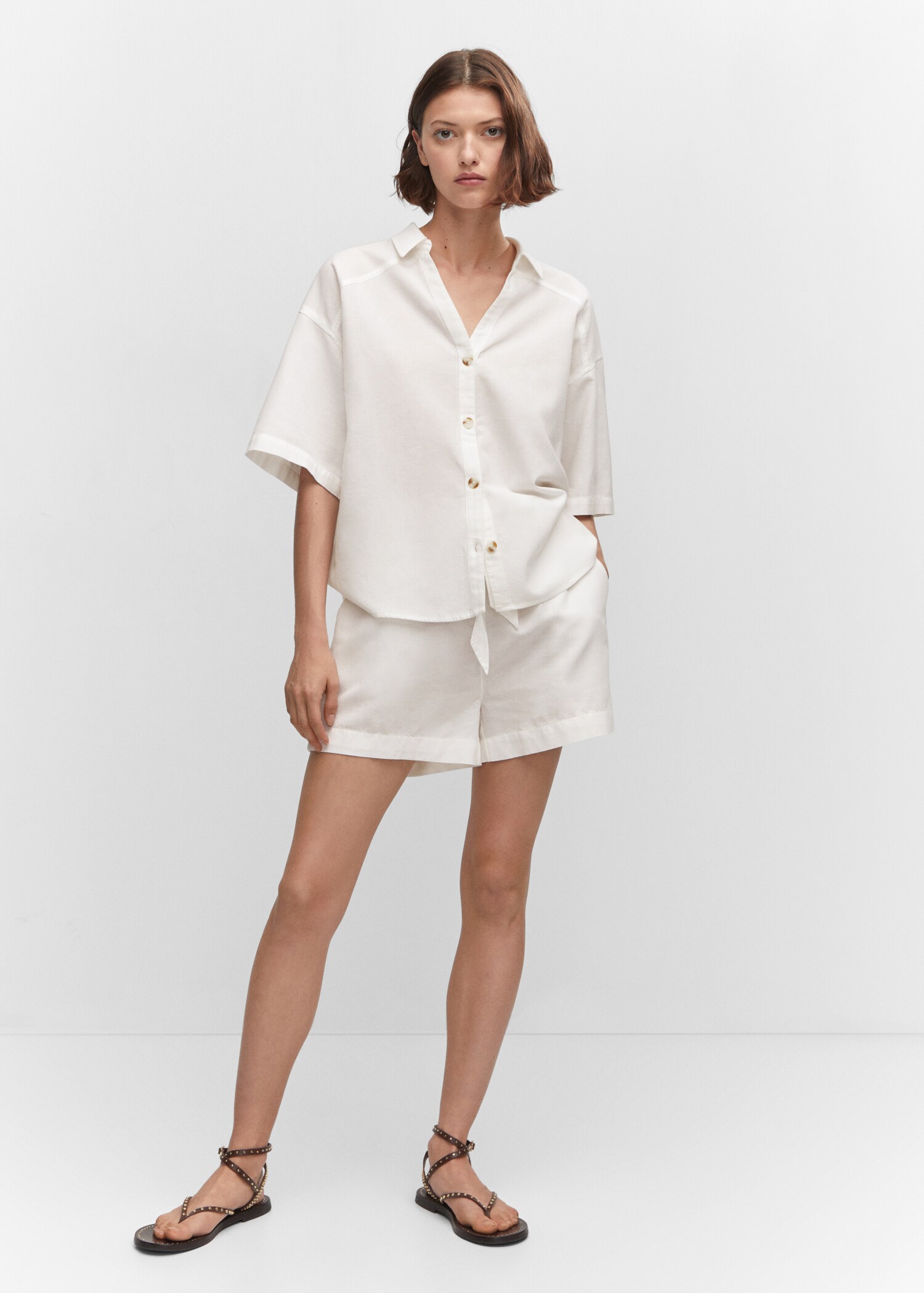 Cotton linen-blend shirt - General plane